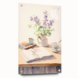 Maximalist Wall Art: Serene Still Life with Books and Flowers – Eclectic Decor