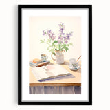 Maximalist Wall Art: Serene Still Life with Books and Flowers – Eclectic Decor