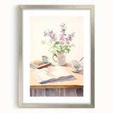 Maximalist Wall Art: Serene Still Life with Books and Flowers – Eclectic Decor