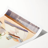 Maximalist Wall Art: Serene Still Life with Books and Flowers – Eclectic Decor