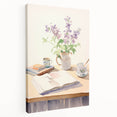 Maximalist Wall Art: Serene Still Life with Books and Flowers – Eclectic Decor