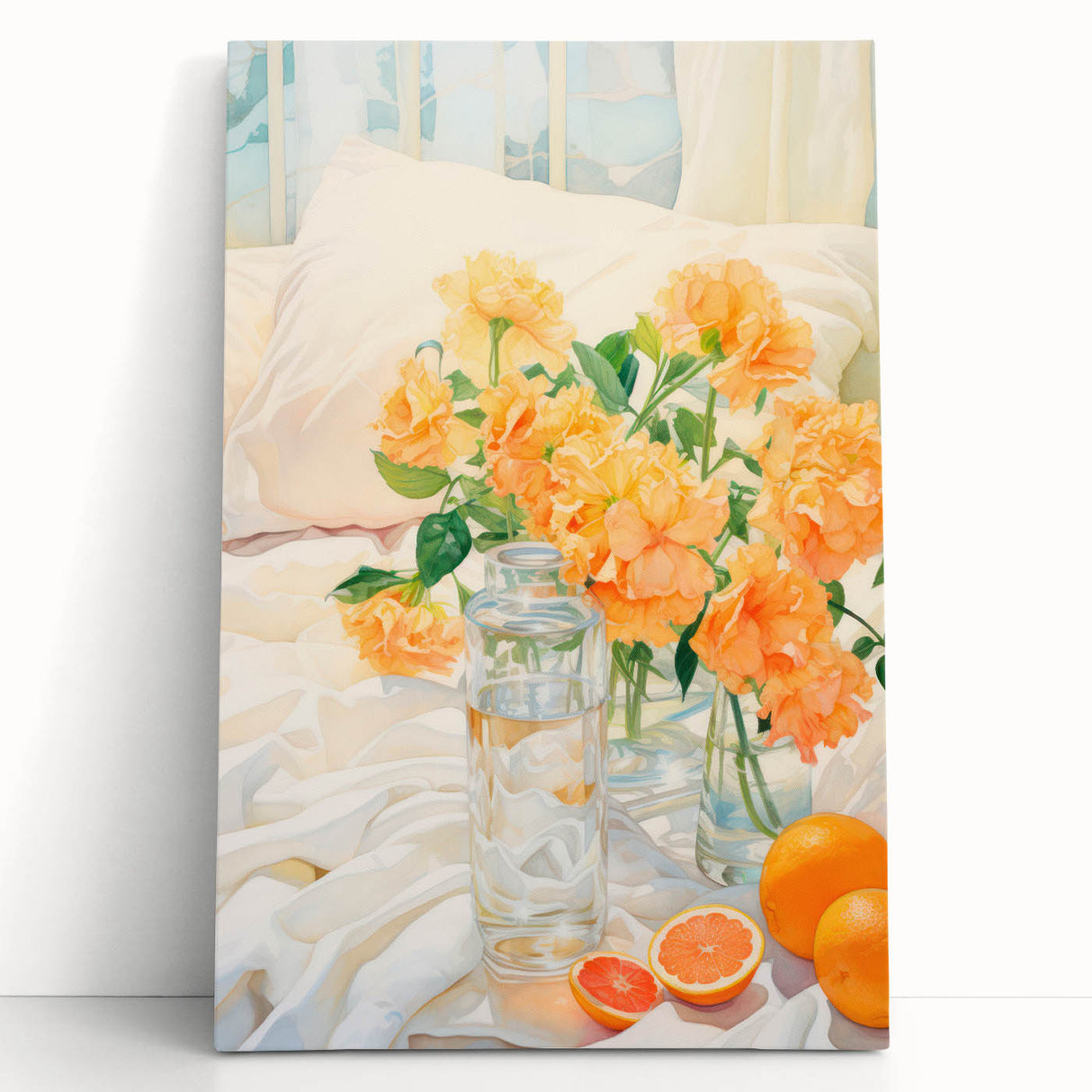 Maximalist Wall Art: Vibrant Still Life with Flowers and Oranges – Eclectic Decor