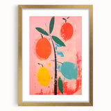 Maximalist Wall Art: Bold Abstract Fruit with Pink Background – Eclectic Decor