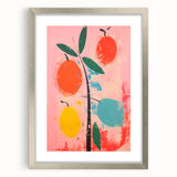 Maximalist Wall Art: Bold Abstract Fruit with Pink Background – Eclectic Decor
