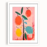 Maximalist Wall Art: Bold Abstract Fruit with Pink Background – Eclectic Decor