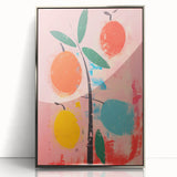Maximalist Wall Art: Bold Abstract Fruit with Pink Background – Eclectic Decor
