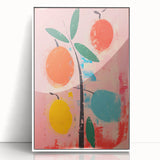 Maximalist Wall Art: Bold Abstract Fruit with Pink Background – Eclectic Decor