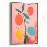 Maximalist Wall Art: Bold Abstract Fruit with Pink Background – Eclectic Decor
