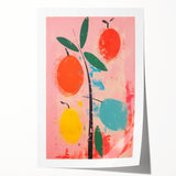 Maximalist Wall Art: Bold Abstract Fruit with Pink Background – Eclectic Decor