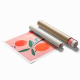 Maximalist Wall Art: Bold Abstract Fruit with Pink Background – Eclectic Decor