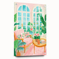 Maximalist Wall Art: Cozy Indoor Scene with Plants and Pink Accents – Eclectic Decor