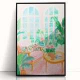 Maximalist Wall Art: Cozy Indoor Scene with Plants and Pink Accents – Eclectic Decor