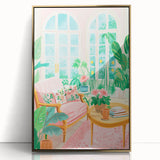Maximalist Wall Art: Cozy Indoor Scene with Plants and Pink Accents – Eclectic Decor