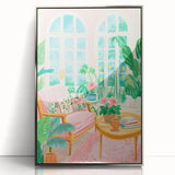 Maximalist Wall Art: Cozy Indoor Scene with Plants and Pink Accents – Eclectic Decor