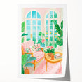 Maximalist Wall Art: Cozy Indoor Scene with Plants and Pink Accents – Eclectic Decor