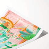 Maximalist Wall Art: Cozy Indoor Scene with Plants and Pink Accents – Eclectic Decor