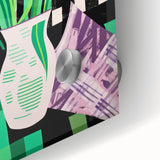 Maximalist Wall Art: Bold Tulips with Checkered Background – Eclectic Decor