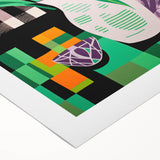 Maximalist Wall Art: Bold Tulips with Checkered Background – Eclectic Decor