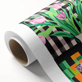 Maximalist Wall Art: Bold Tulips with Checkered Background – Eclectic Decor