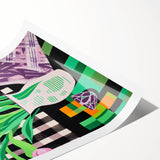 Maximalist Wall Art: Bold Tulips with Checkered Background – Eclectic Decor