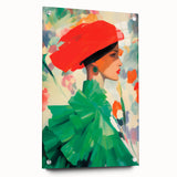 Maximalist Wall Art: Bold Woman in Green and Red for Vibrant Decor