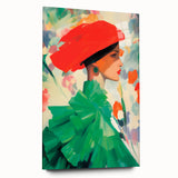 Maximalist Wall Art: Bold Woman in Green and Red for Vibrant Decor