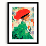 Maximalist Wall Art: Bold Woman in Green and Red for Vibrant Decor