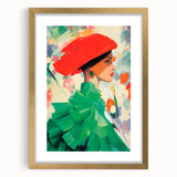 Maximalist Wall Art: Bold Woman in Green and Red for Vibrant Decor