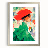 Maximalist Wall Art: Bold Woman in Green and Red for Vibrant Decor