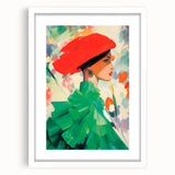 Maximalist Wall Art: Bold Woman in Green and Red for Vibrant Decor