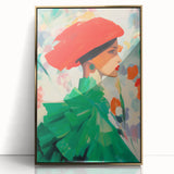 Maximalist Wall Art: Bold Woman in Green and Red for Vibrant Decor
