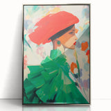 Maximalist Wall Art: Bold Woman in Green and Red for Vibrant Decor