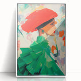 Maximalist Wall Art: Bold Woman in Green and Red for Vibrant Decor