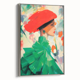 Maximalist Wall Art: Bold Woman in Green and Red for Vibrant Decor