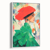 Maximalist Wall Art: Bold Woman in Green and Red for Vibrant Decor