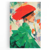 Maximalist Wall Art: Bold Woman in Green and Red for Vibrant Decor