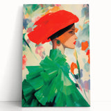 Maximalist Wall Art: Bold Woman in Green and Red for Vibrant Decor