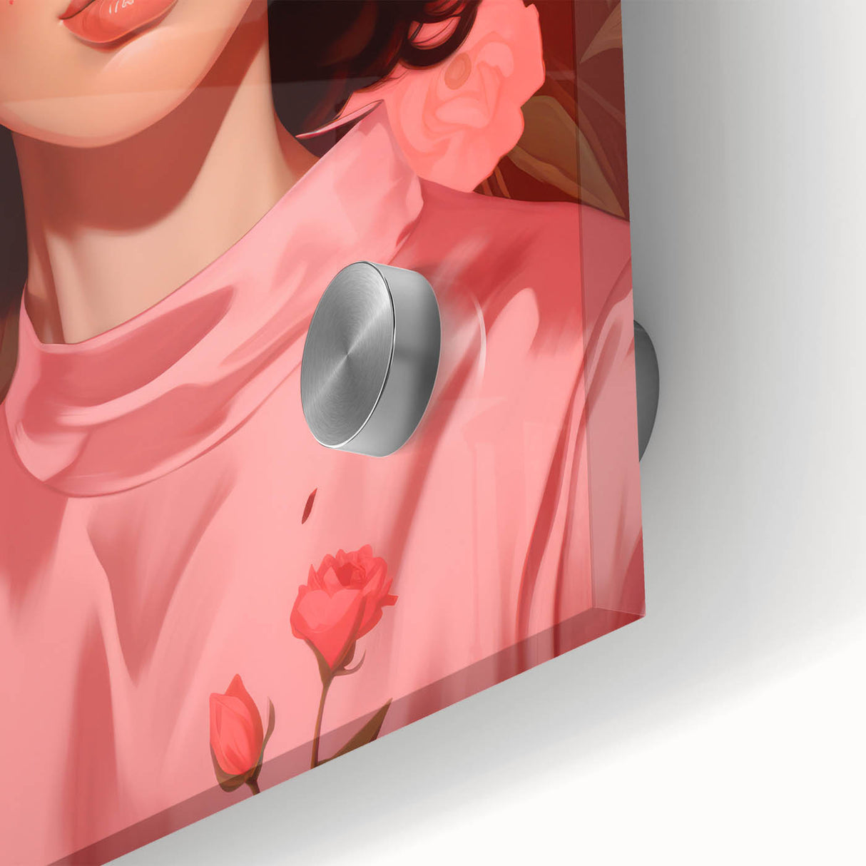 Maximalist Wall Art: Bold Portrait of Woman in Pink for Eclectic Decor