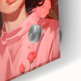 Maximalist Wall Art: Bold Portrait of Woman in Pink for Eclectic Decor