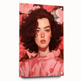 Maximalist Wall Art: Bold Portrait of Woman in Pink for Eclectic Decor