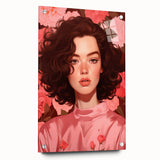 Maximalist Wall Art: Bold Portrait of Woman in Pink for Eclectic Decor