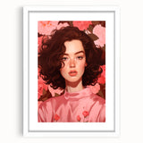Maximalist Wall Art: Bold Portrait of Woman in Pink for Eclectic Decor