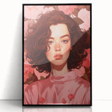 Maximalist Wall Art: Bold Portrait of Woman in Pink for Eclectic Decor