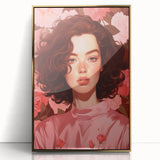 Maximalist Wall Art: Bold Portrait of Woman in Pink for Eclectic Decor