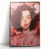 Maximalist Wall Art: Bold Portrait of Woman in Pink for Eclectic Decor