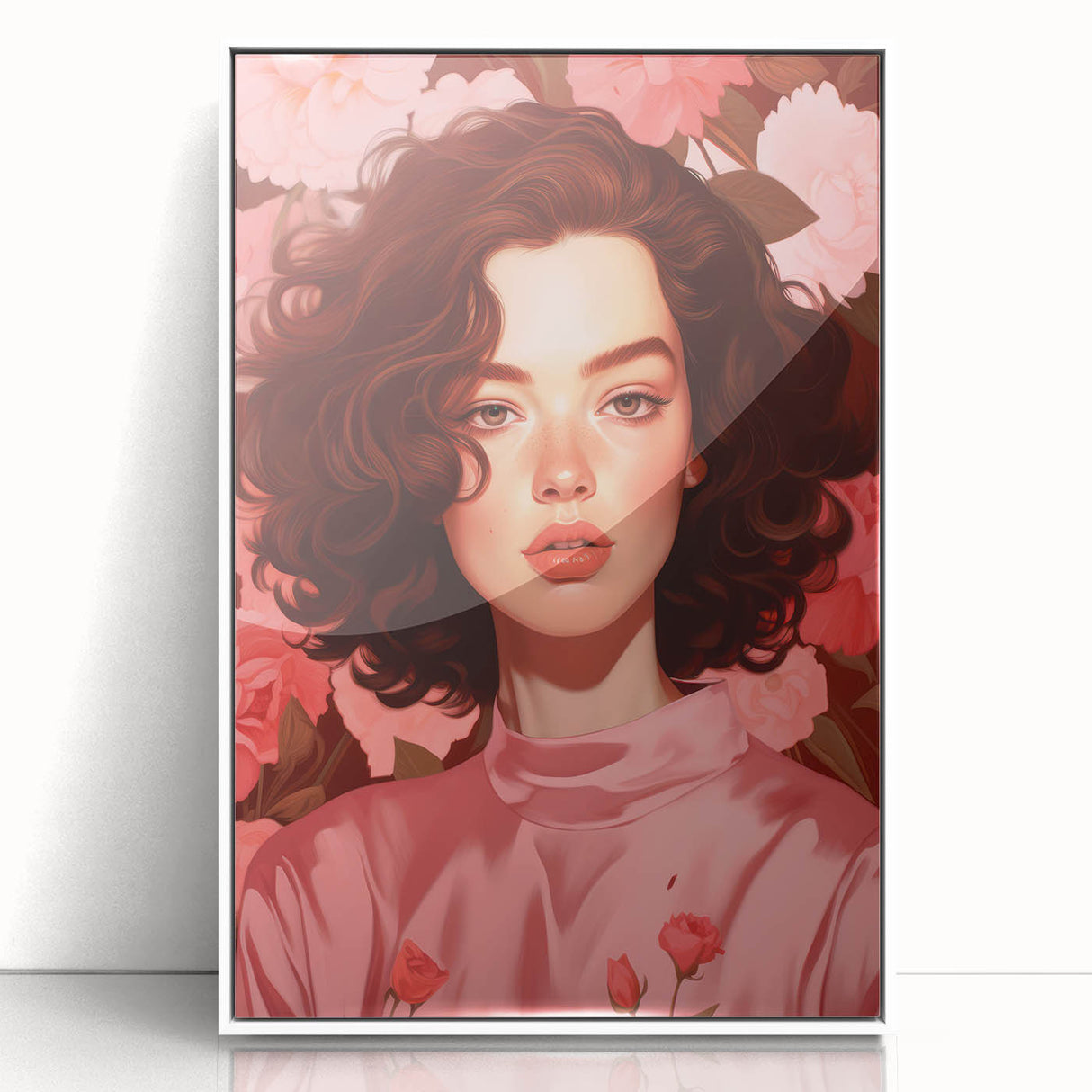 Maximalist Wall Art: Bold Portrait of Woman in Pink for Eclectic Decor