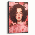 Maximalist Wall Art: Bold Portrait of Woman in Pink for Eclectic Decor