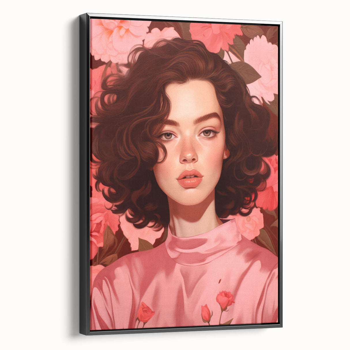 Maximalist Wall Art: Bold Portrait of Woman in Pink for Eclectic Decor