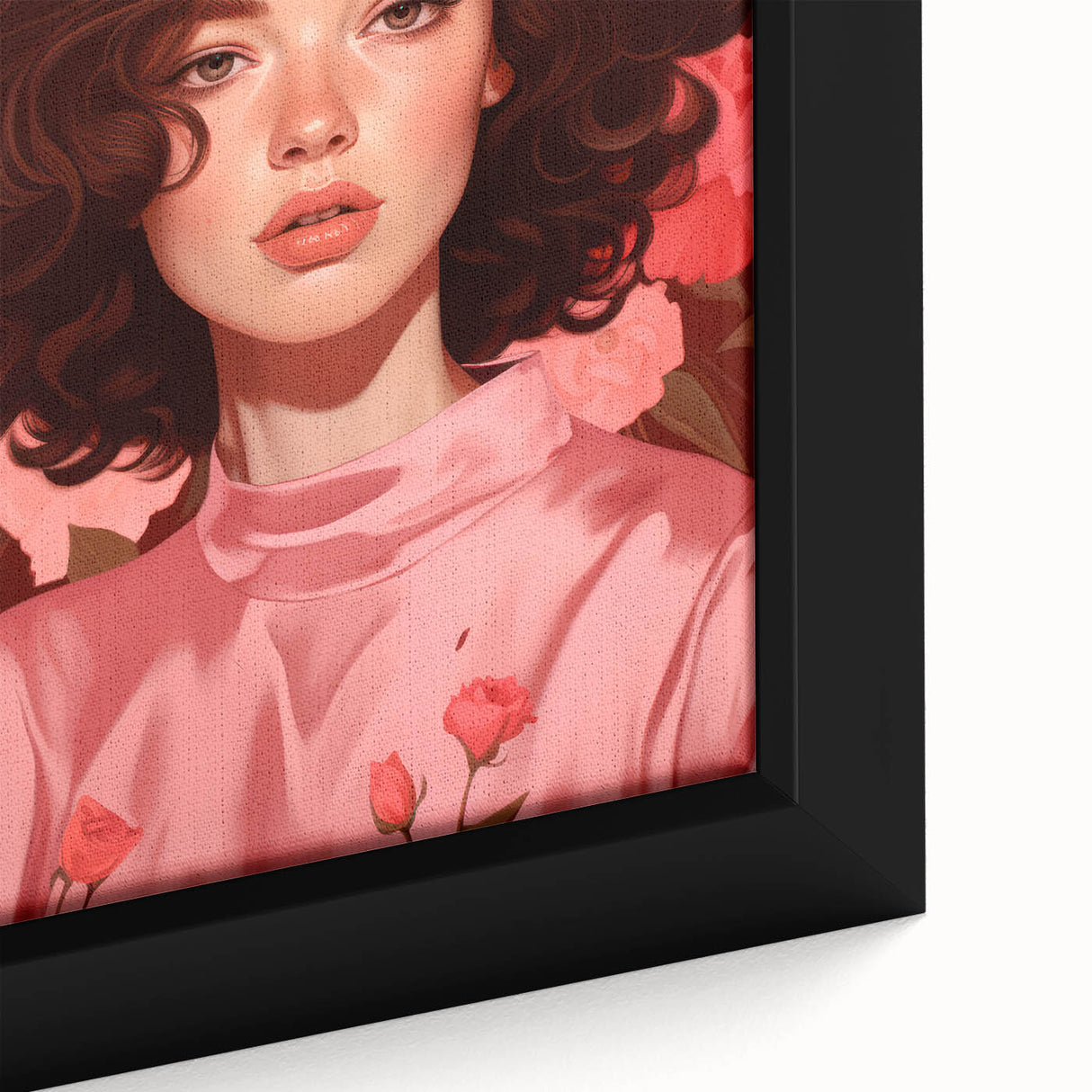 Maximalist Wall Art: Bold Portrait of Woman in Pink for Eclectic Decor