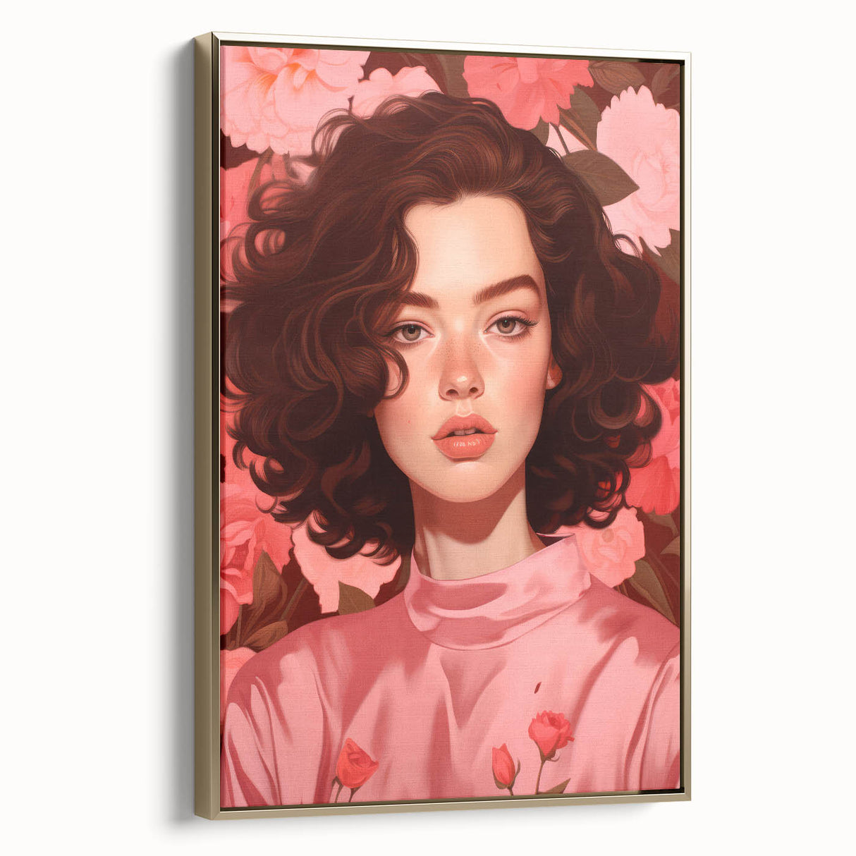 Maximalist Wall Art: Bold Portrait of Woman in Pink for Eclectic Decor